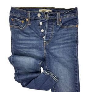 Levis Wedgie Skinny Jeans High Waist Denim Blue‎ Button Fly Women Sz 26 EUC